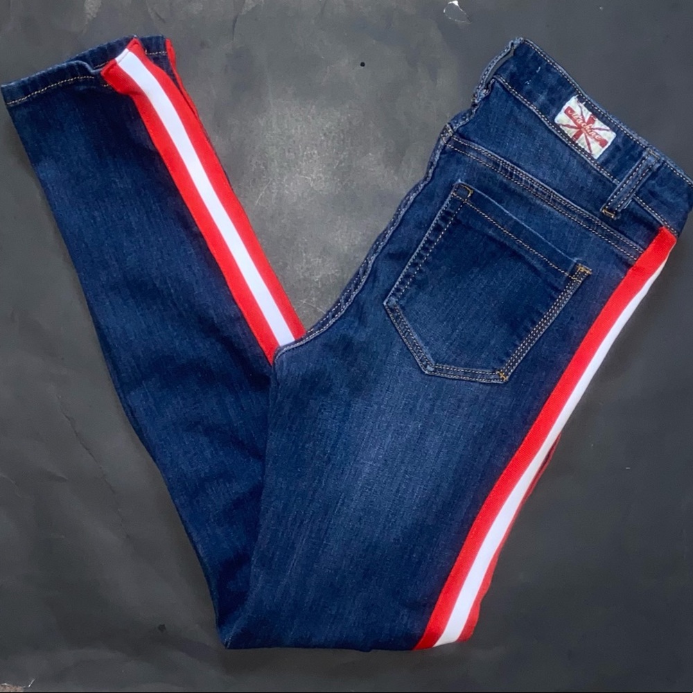⭐️Host Pick! Machine mid rise Red/white striped skinny jeans